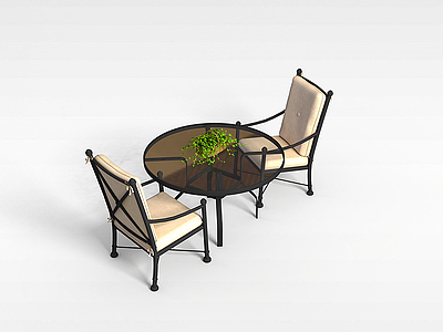 3d双人桌椅组合模型