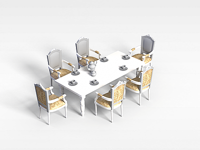 欧式桌椅组合模型3d模型
