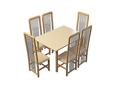 方形桌椅模型3d模型