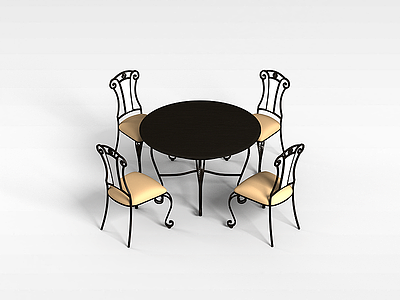 3d餐馆桌椅组合模型
