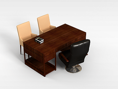 3d中式木质桌子模型