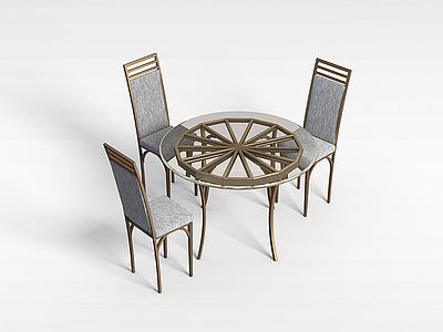 高背桌椅组合模型3d模型