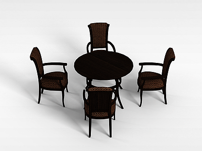 深色桌椅组合模型3d模型