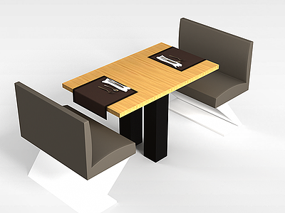 3d双人桌椅模型