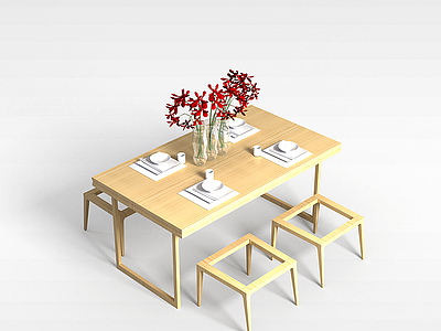 3d家用餐桌椅模型
