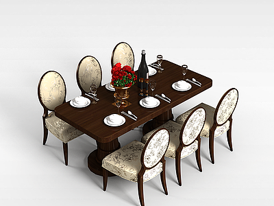 3d欧式餐桌椅模型