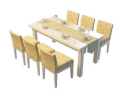简单的桌椅组合模型3d模型
