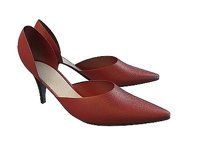女士红色夏季高跟鞋模型3d模型
