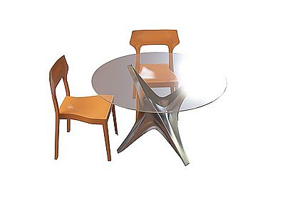 3d圆形餐桌椅组合免费模型
