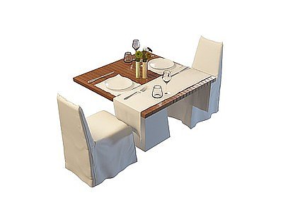 3d西式餐厅桌椅免费模型
