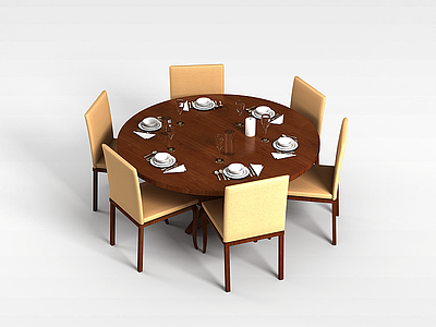 酒店餐桌椅组合模型3d模型