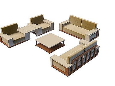3d中式沙发茶几组合免费模型
