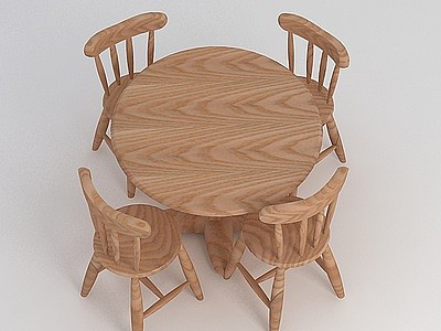 室外实木桌椅模型3d模型