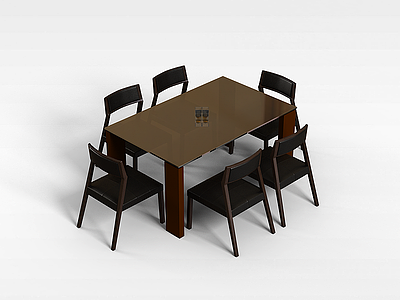 简易餐桌椅组合模型3d模型