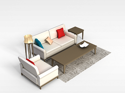 3d小客厅沙发茶几组合模型