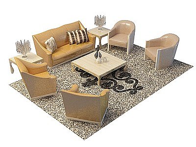 3d欧式沙发茶几组合免费模型