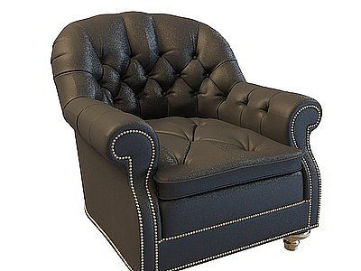 3d欧式黑皮沙发免费模型