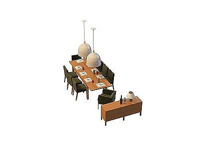 客厅餐桌椅模型