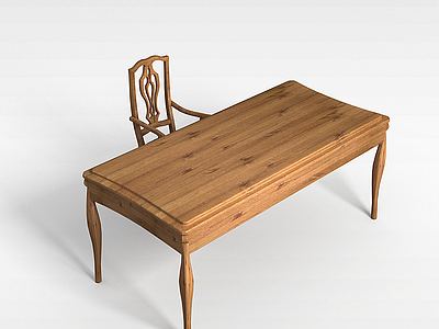 3d简约书桌椅模型