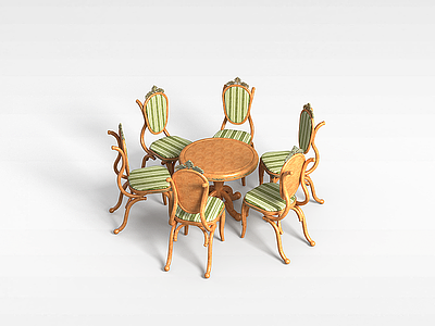 欧式豪华桌椅模型3d模型