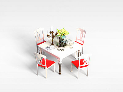 3d时尚家用餐桌椅模型