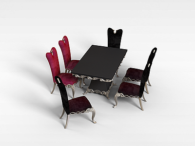 3d奢华餐桌椅组合模型