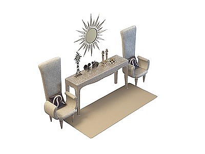 休闲沙发桌椅模型
