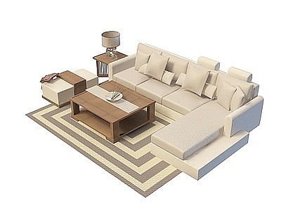 客厅多人沙发茶几模型3d模型