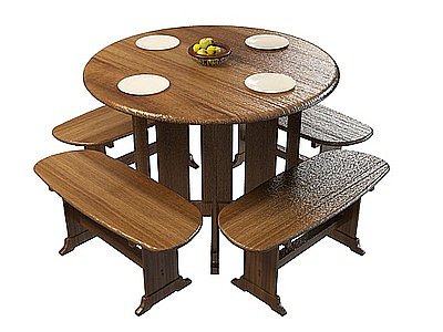 木质桌椅组合模型3d模型