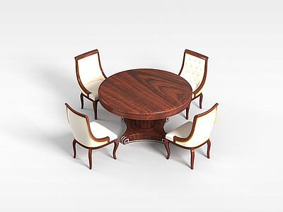 欧式圆形餐桌椅模型3d模型