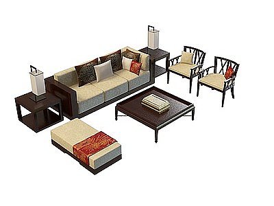 中式沙发组合模型