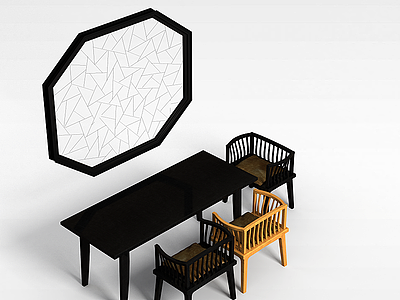 3d简约式桌椅模型