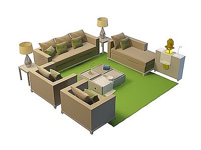 组合式沙发茶几模型3d模型
