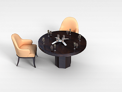 3d豪华餐桌椅模型