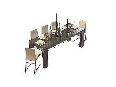 3d欧式餐桌椅组合免费模型