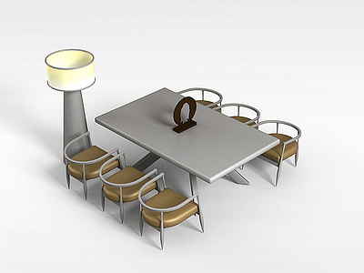 3d简约桌椅组合模型