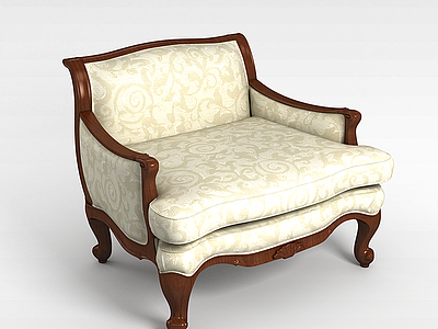 欧式布艺单人沙发模型3d模型