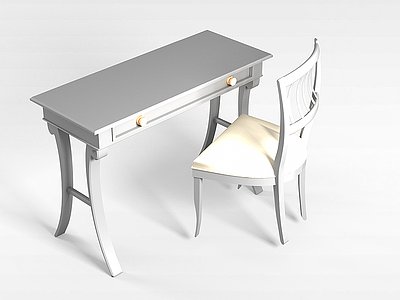 3d现代书房桌椅模型