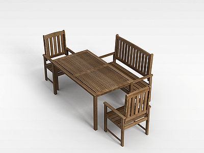 中式实木户外桌椅模型3d模型