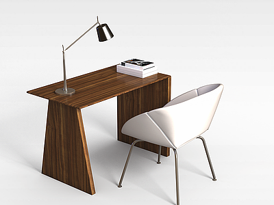 3d简约办公桌椅组合模型