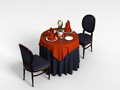 西餐桌椅组合模型3d模型