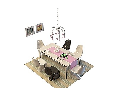 3d现代餐桌椅组合免费模型