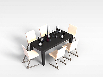 3d现代餐桌椅组合模型
