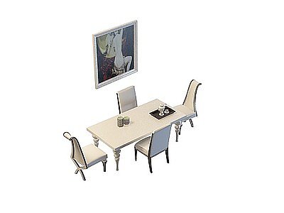3d现代简约餐桌椅免费模型
