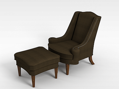 3d简约欧式沙发和沙发凳模型