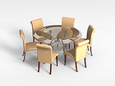 3d饭店餐桌椅模型