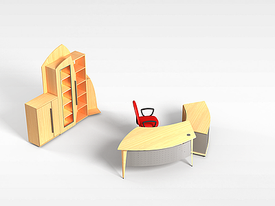 3d书房桌椅模型