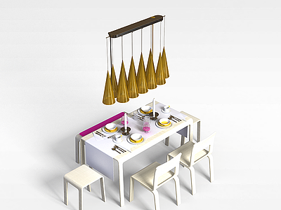 3d厨房餐桌椅模型