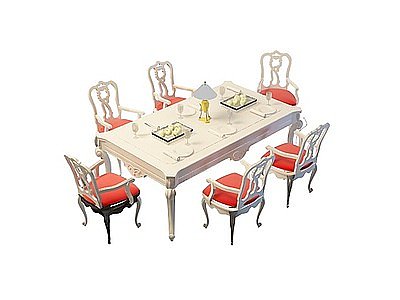 3d现代客厅餐桌椅免费模型