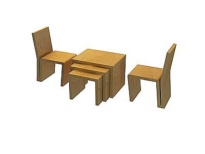 简单桌椅组合模型3d模型